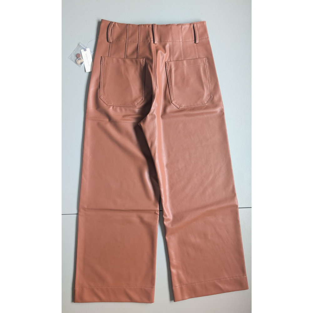 NWT Maeve The Colette Cropped Wide-Leg Faux Leather Pants Size 29 Copper #7D551 - Picture 5 of 11